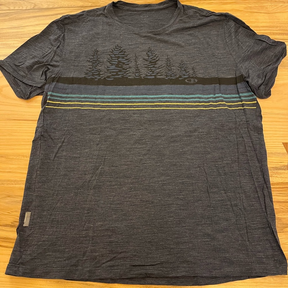 Men's Navy Graphic T-Shirt. Icebreaker merino wool Tshirt
